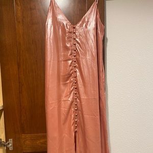 Midi pink button up dress